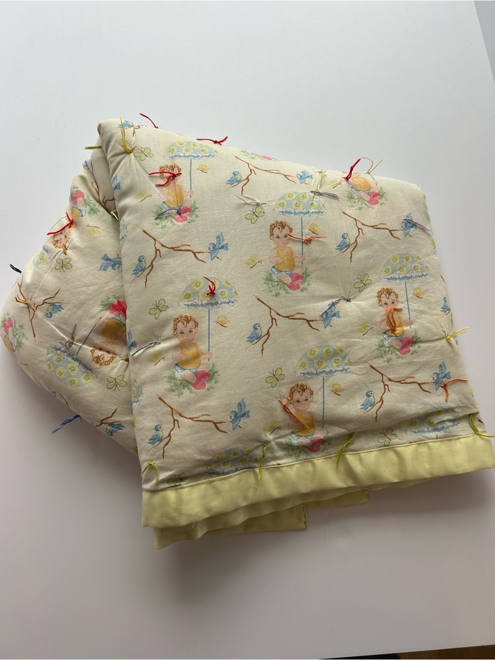 Cream Baby Quilt with Pastel Nursery Print